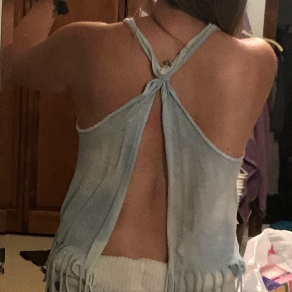 Hollister Tank Top Crop Open Back Fringe Small - Picture 2 of 5